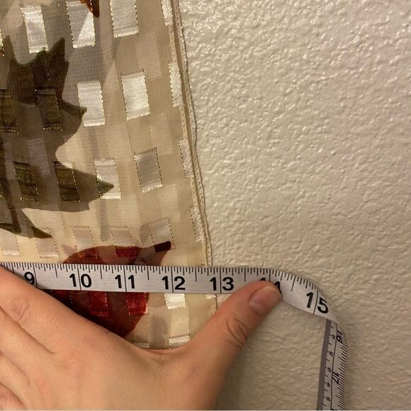 Unique semi sheer silky fall leaves print pattern scarf wrap 13x58 - Picture 4 of 4